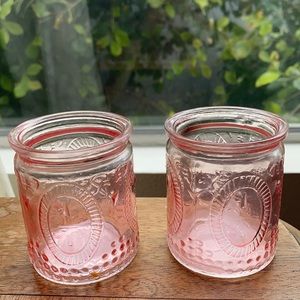 Vintage, shabby chic, votives. Rose color.